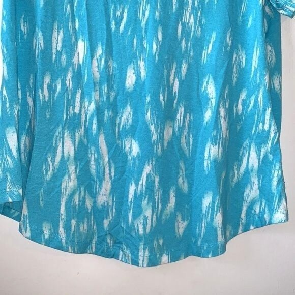 JM Collection Petites Medium Seaf Blue Combo Abstract Print Rayon Blend Short Sl - Picture 6 of 8